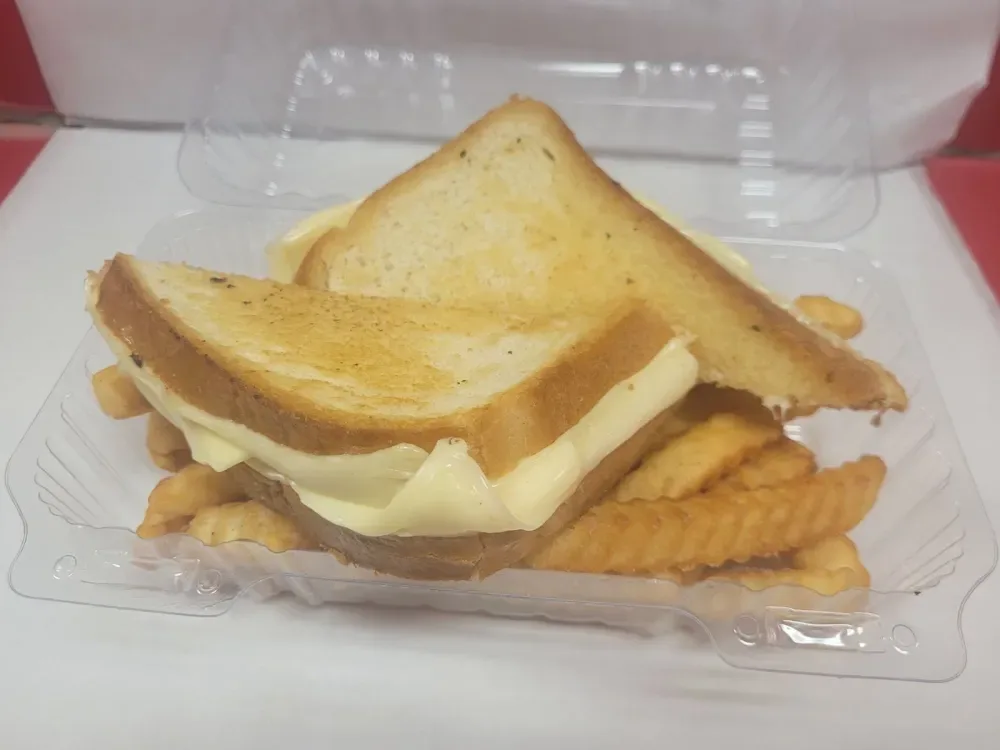 Kids grilled cheese with Small crinkle-cut fries